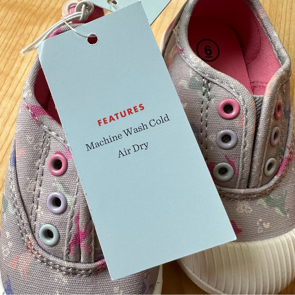 Cat & Jack Rory Unicorn Slip On Sneakers in Gray/Pink - Girls Size 6 NWT, Target - Picture 12 of 16